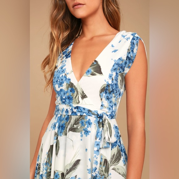 White Floral Print High-Low Dress - Picture 3 of 5